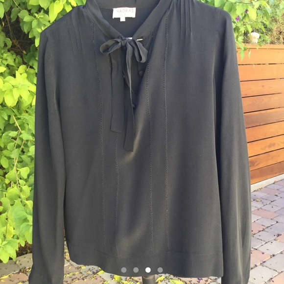 Madras Tops - 100% silk black Madras blouse